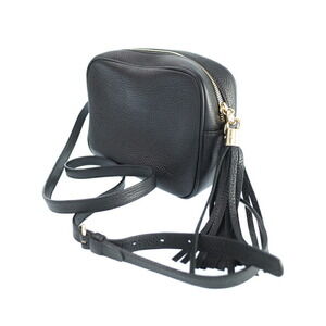 Gucci Pebbled Tassel Leather GG Crossbody Interlocking Soho Disco Bag